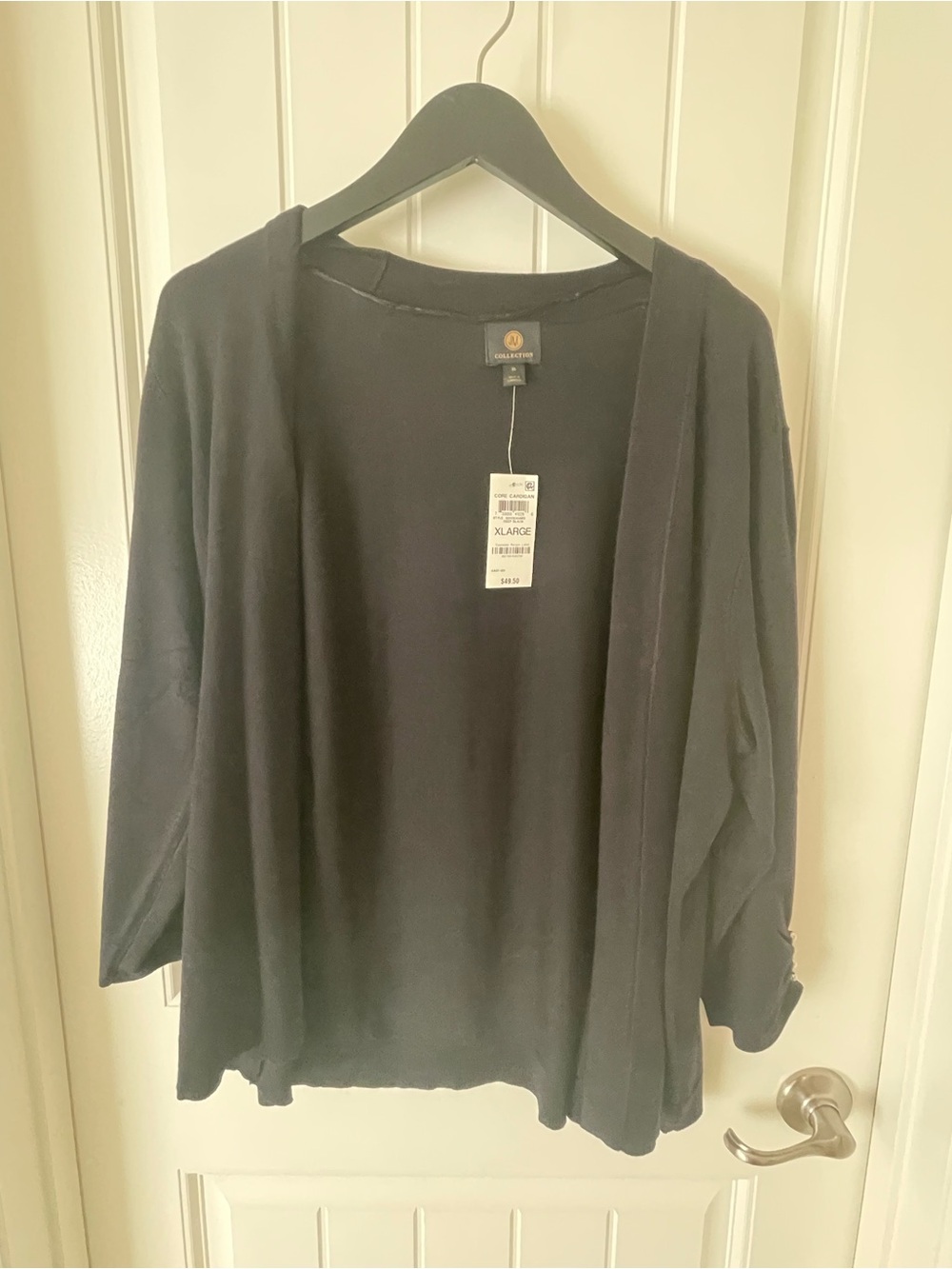 JM Collection Deep Black Open Front Cardigan